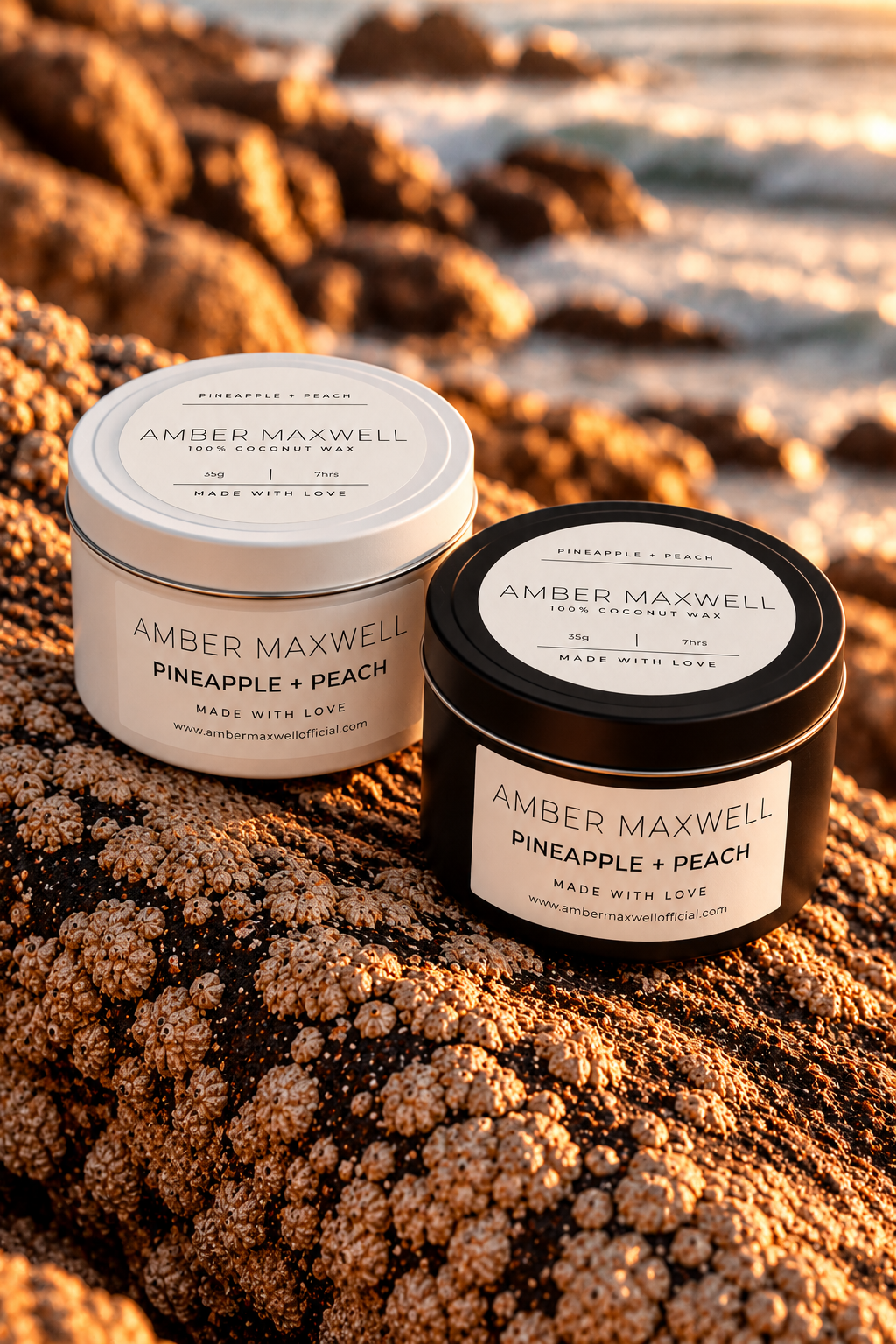 Pineapple + Peach | Black Travel Tin Candle