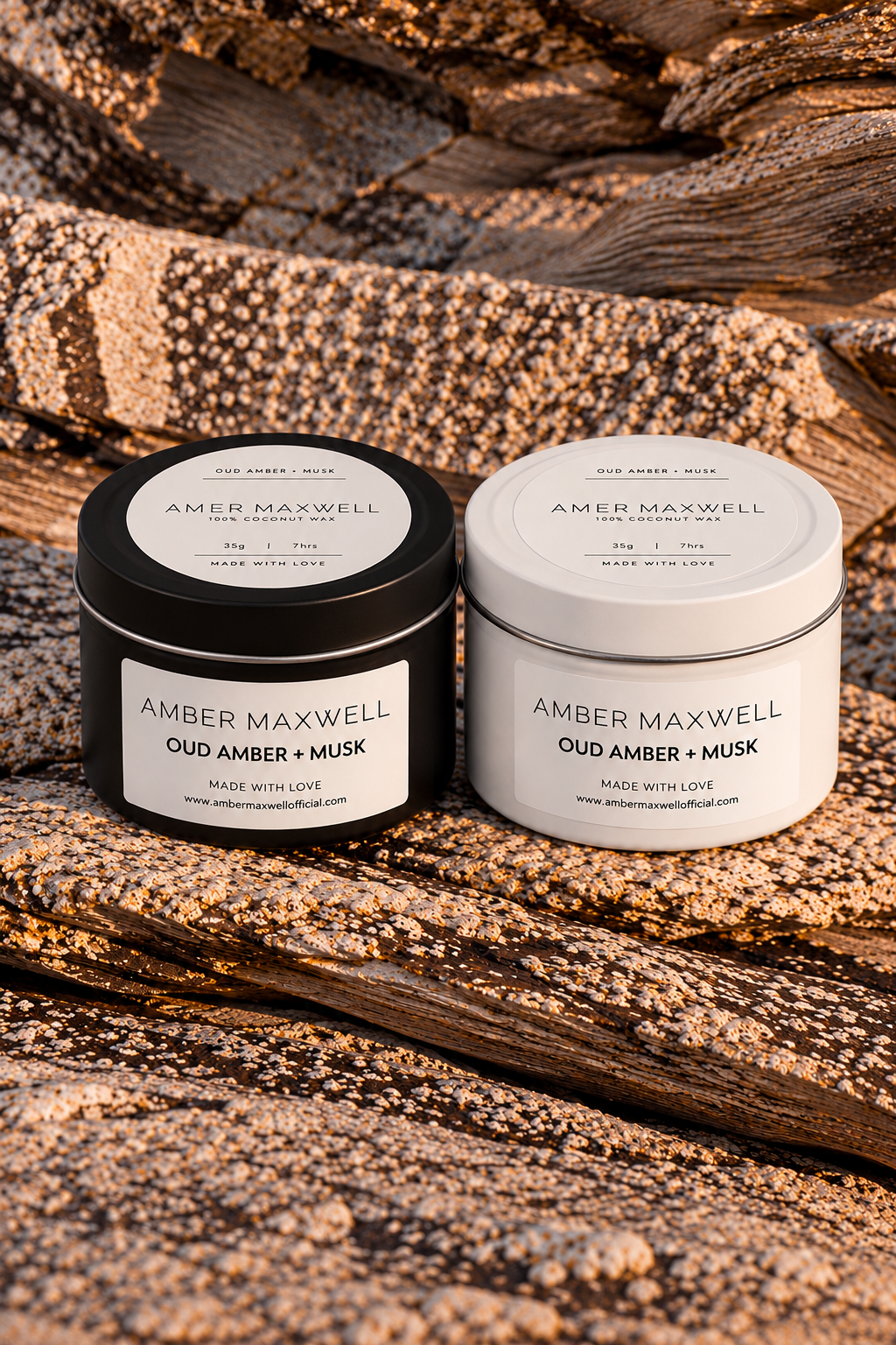 Oud Amber + Musk |  Black Travel Tin Candle