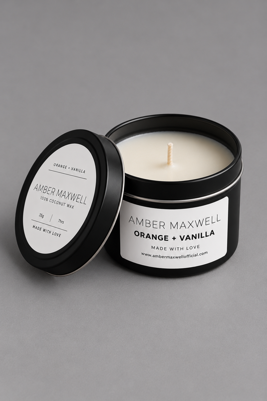 Orange + Vanilla | Black Travel Tin Candle