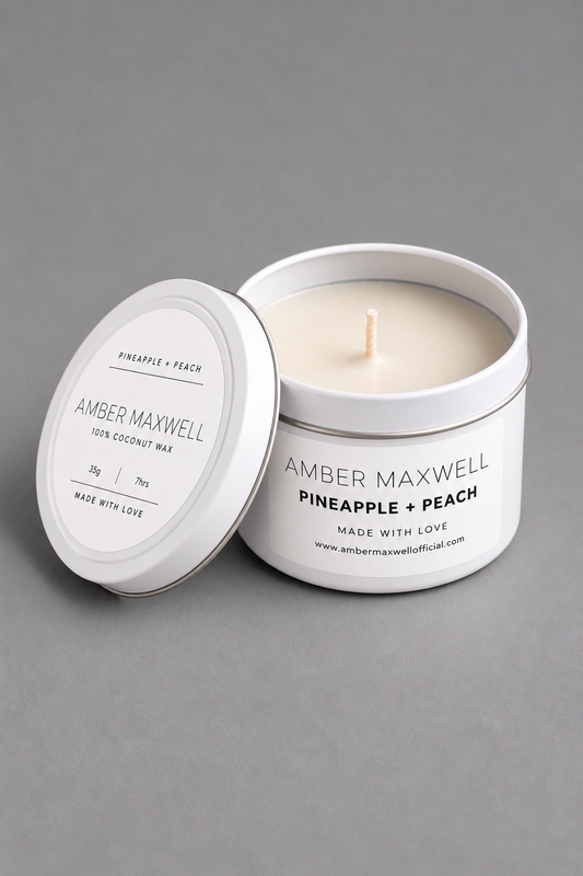 Pineapple + Peach | White Travel Tin Candle