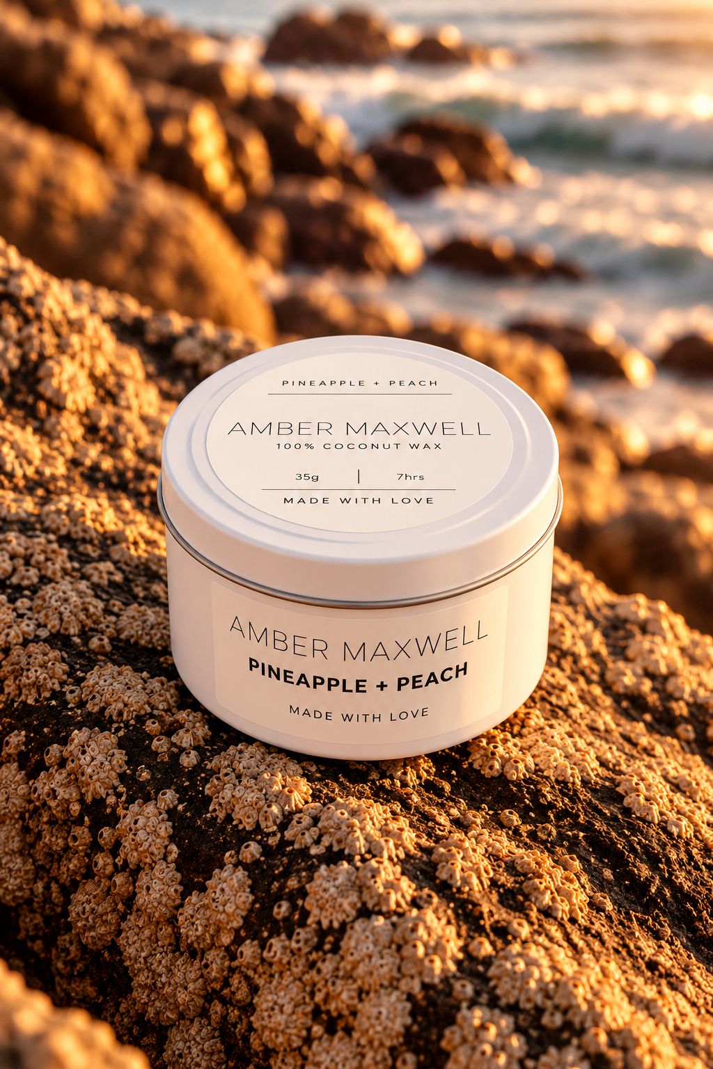 Pineapple + Peach | White Travel Tin Candle