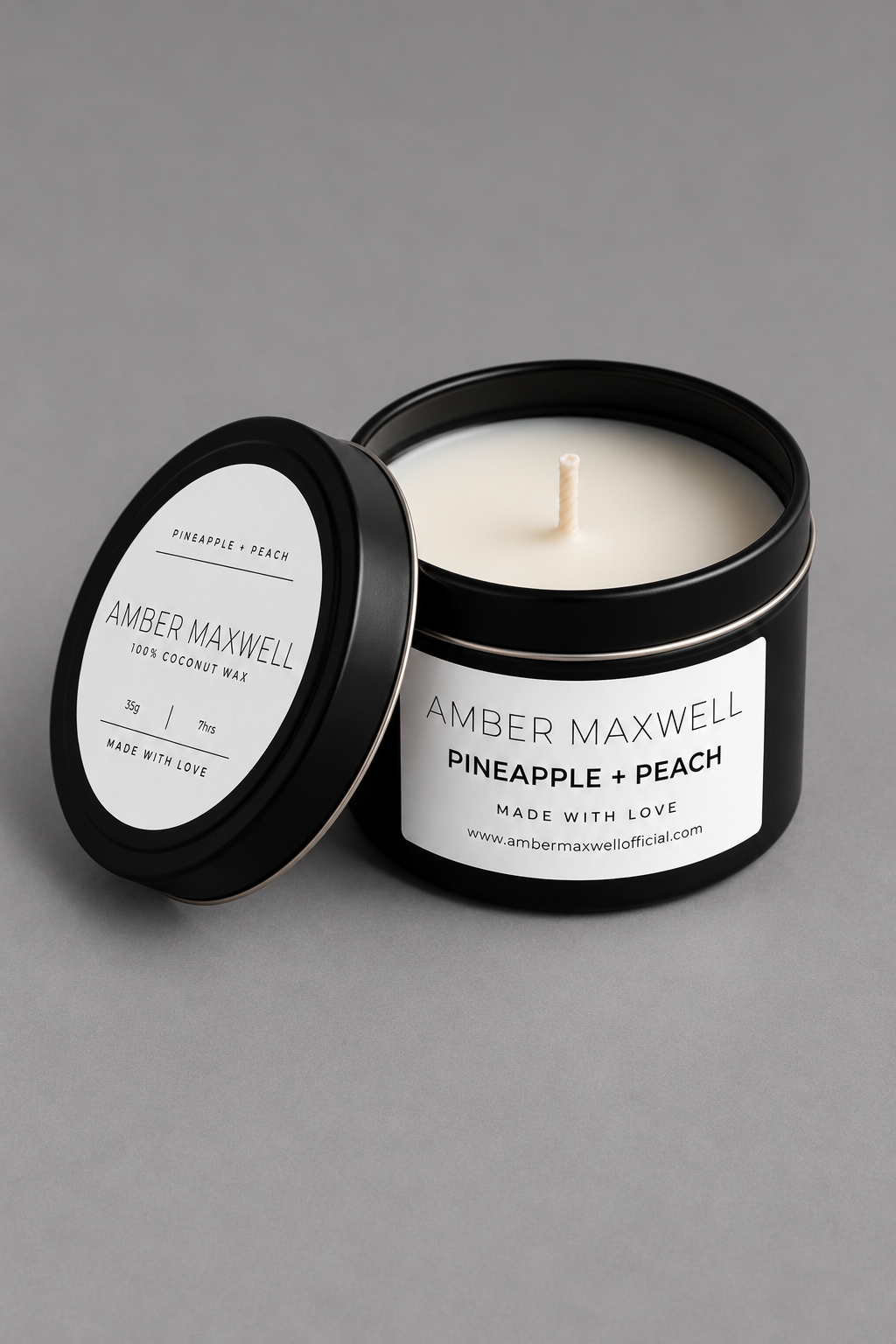 Pineapple + Peach | Black Travel Tin Candle