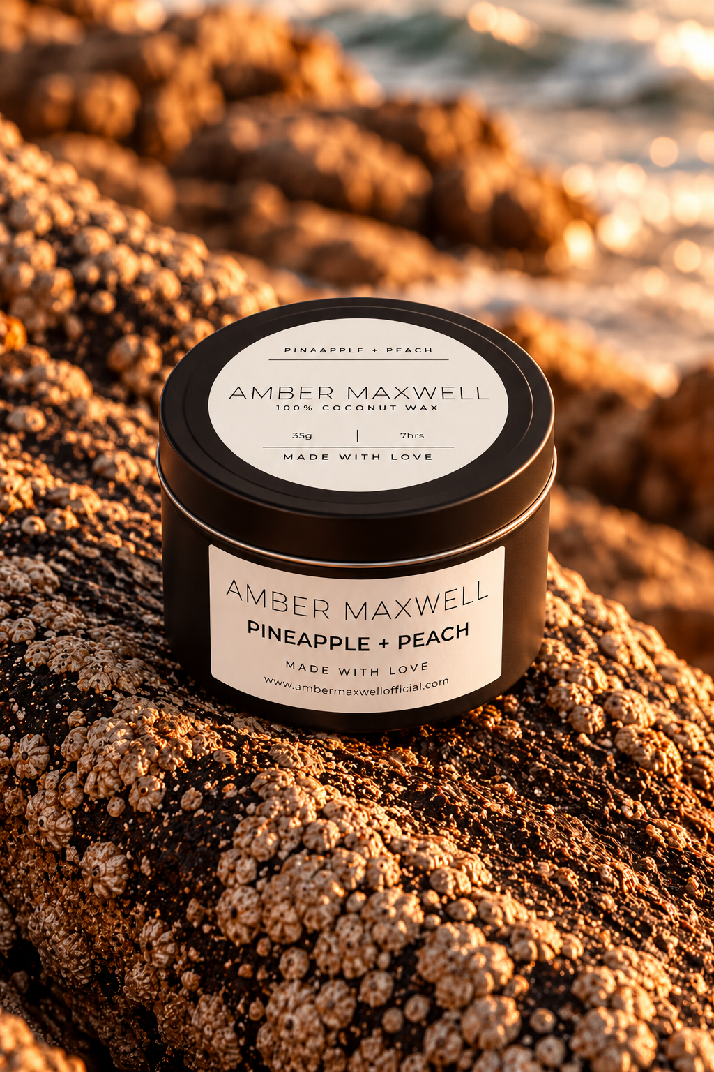 Pineapple + Peach | Black Travel Tin Candle