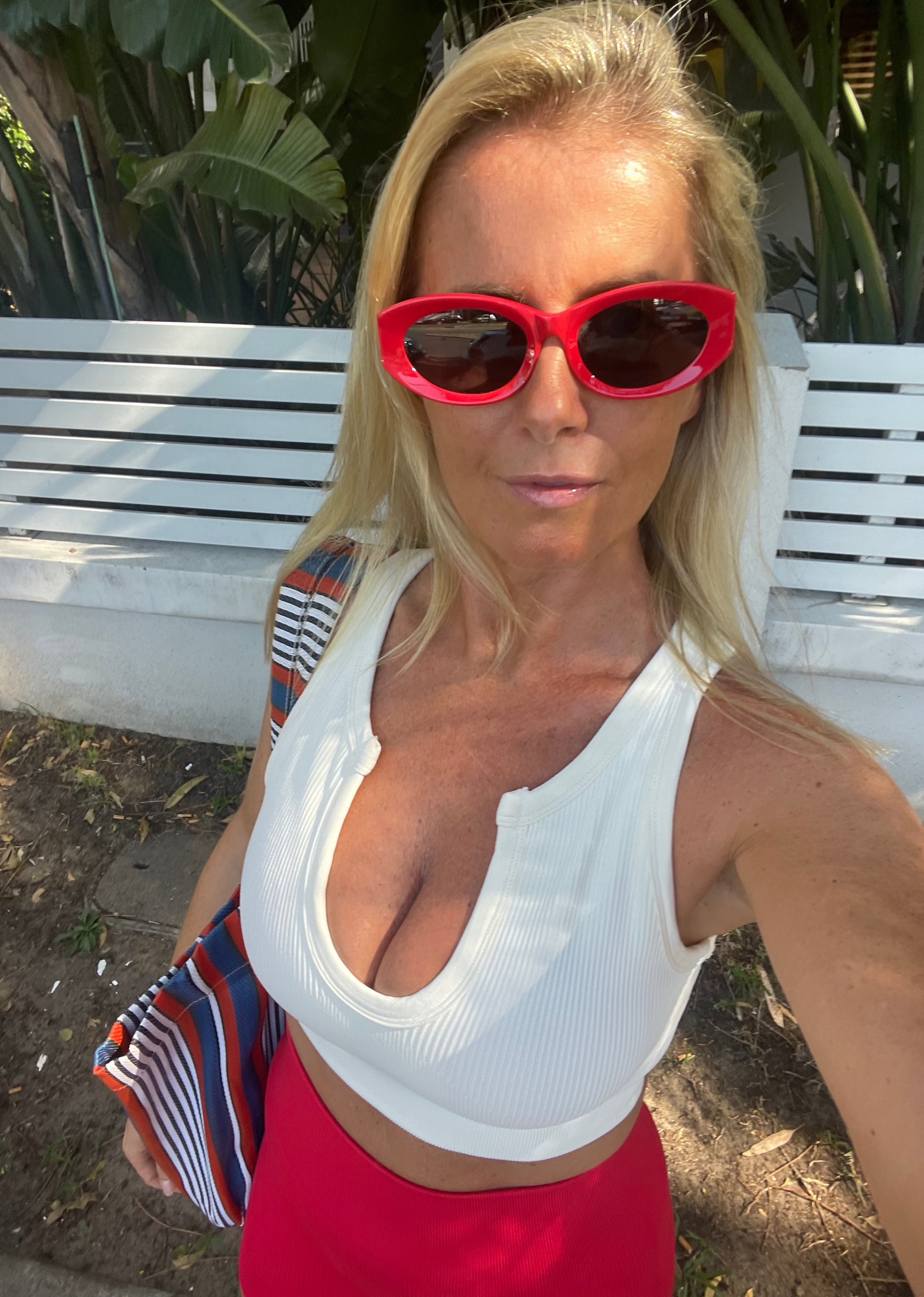 Eva crop cream ribbed activewear studio shot Amber Maxwell